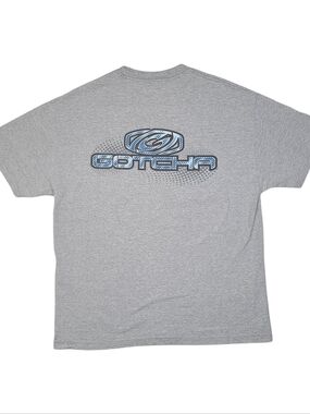 Vintage 90s Gotcha Surf T Shirt Adult XL Grey Made In USA Double Sided Graphic